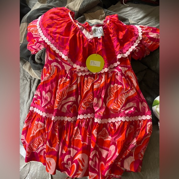 Alden Adair Harper red pink ruffle dress medium - Picture 1 of 2
